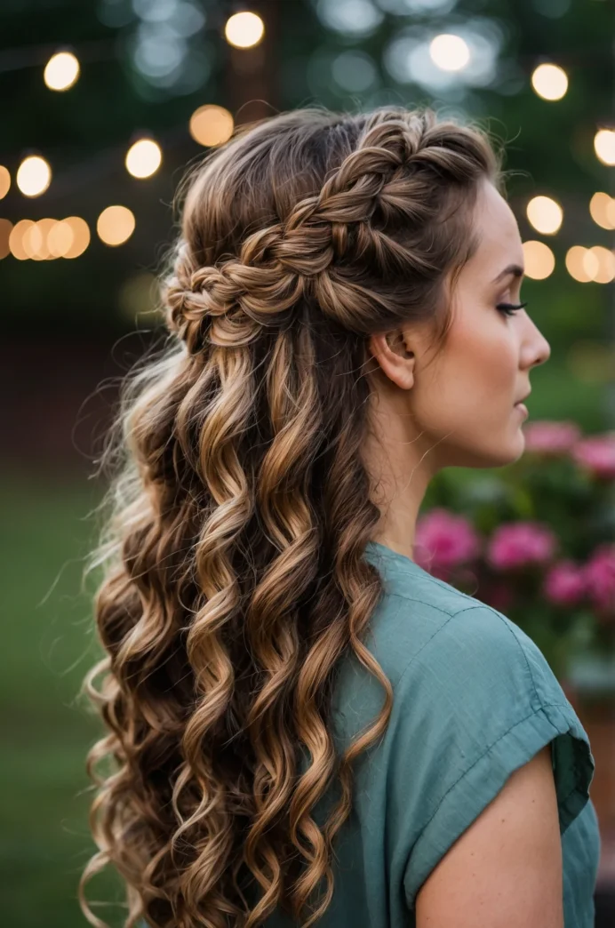 Curly Braid Crown with Loose Curls