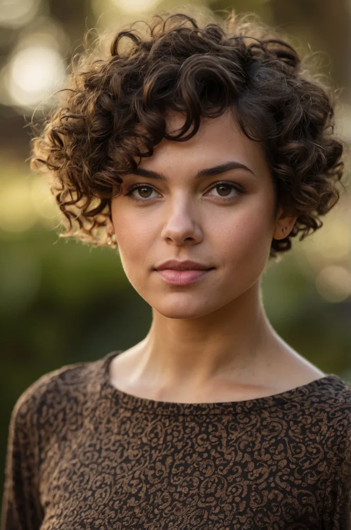 Curly Pixie with Natural Volume