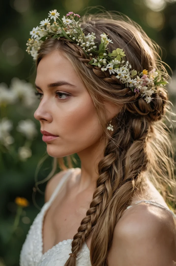 Double Braids with Floral Crowns