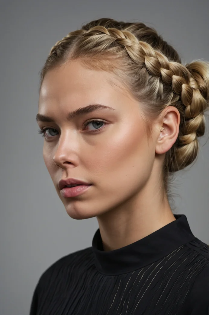 Double Dutch Braids into a Low Bun