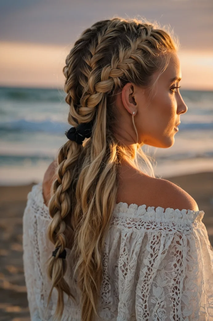 Double French Braids with Loose Waves