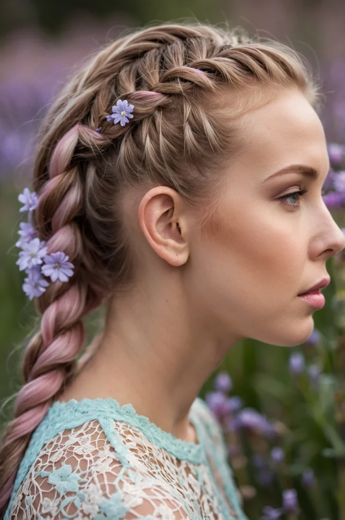 Dutch Lace Braid with Pastel Highlights