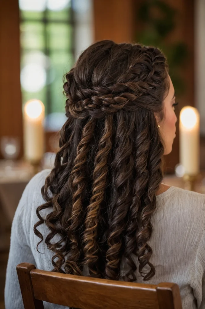 Effortless Half-Up Braids with Naturally Defined Curls