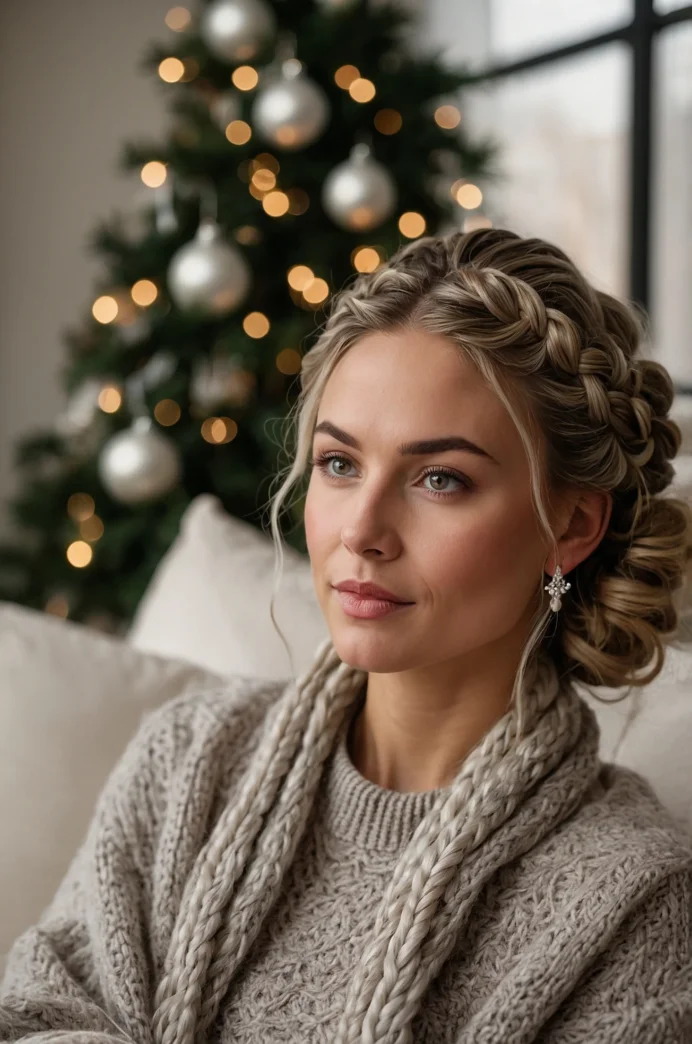 Elegant Braided Christmas Updo