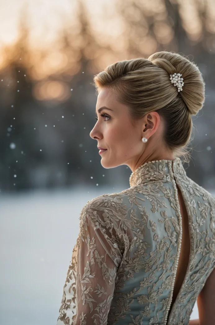 Elegant Chignon with Pearl Pins