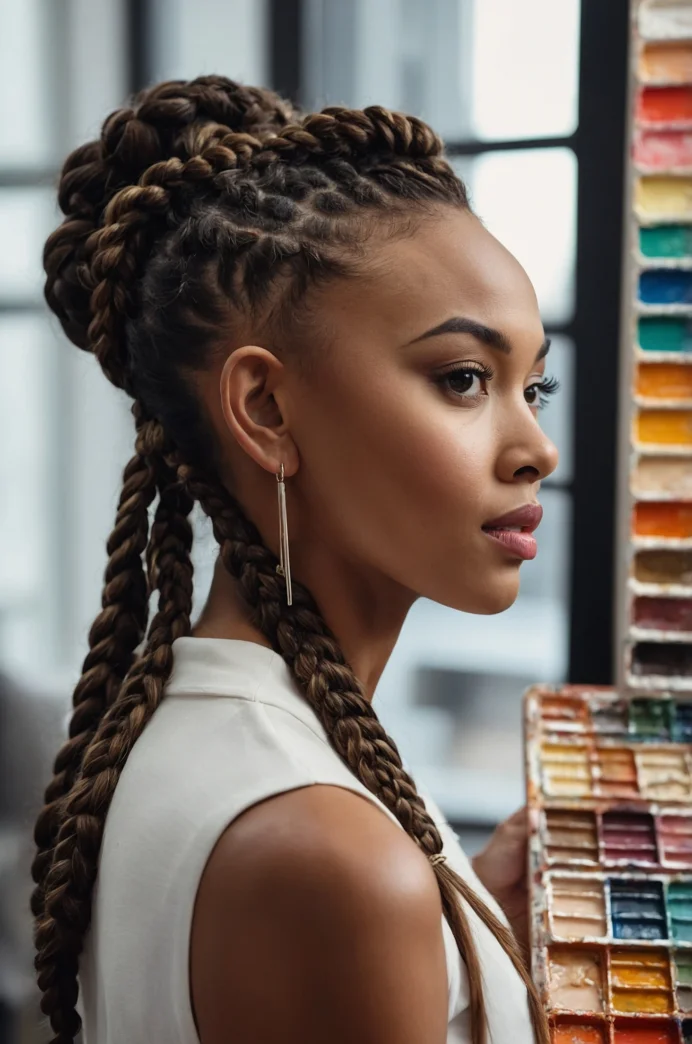 Elevated High Puff with Braided Accent