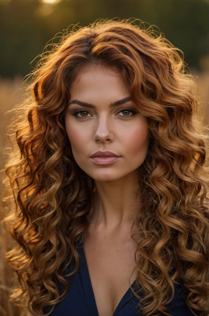 Big Curly Hair with Fall-Colored Highlights