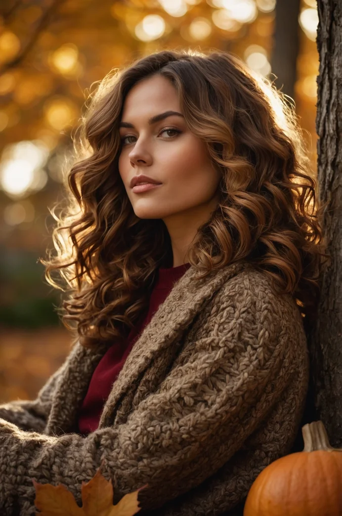 Curly Autumn Waves on a Brunette