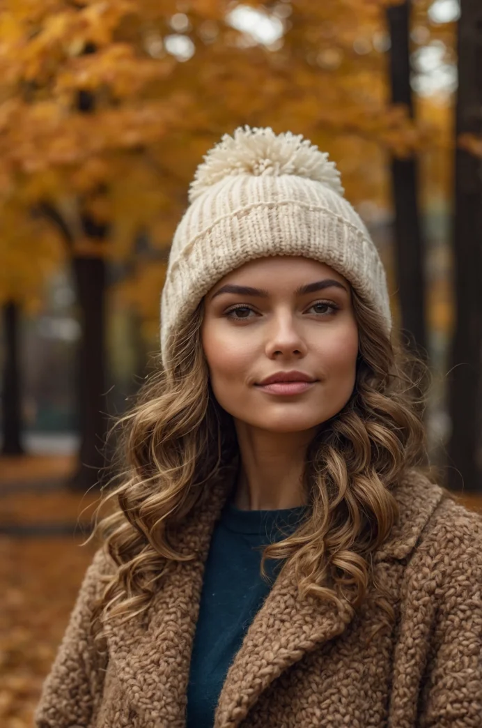 Curly Hairstyle with a Beanie