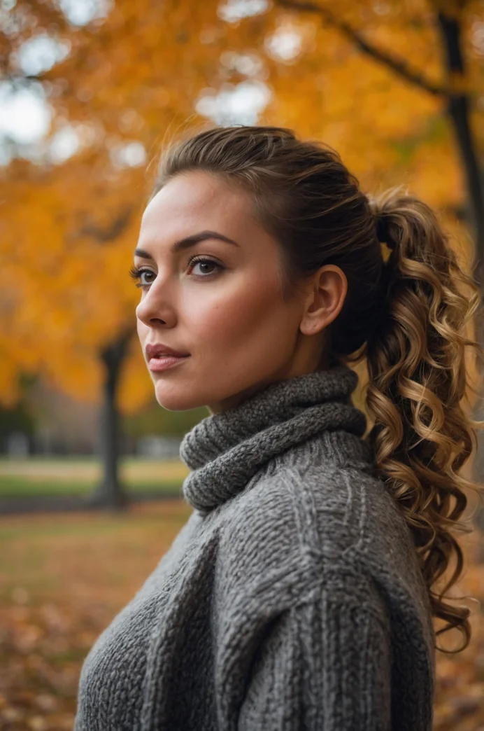 Curly Ponytail with Volume