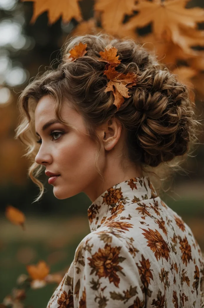 Curly Updo with Fall Accessories