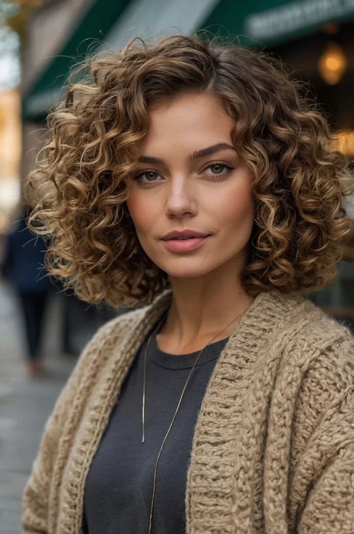 Loose Curly Bob for Fall