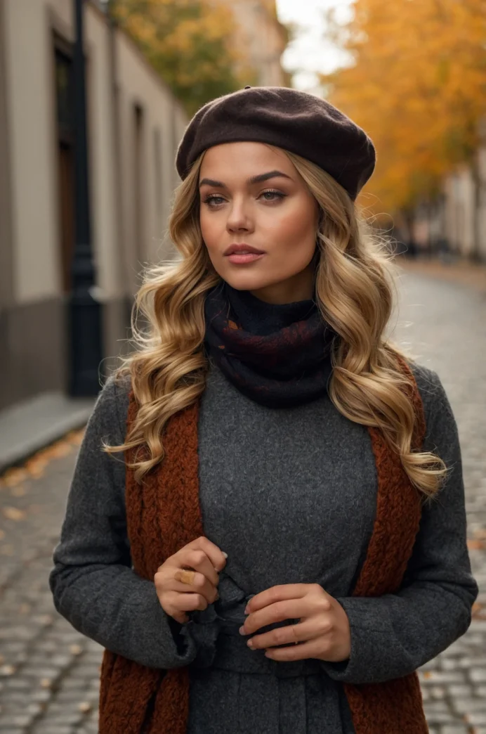 Side-Swept Curls with Fall Accessories