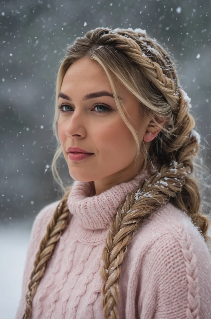 Fishtail Braid with Snowfall