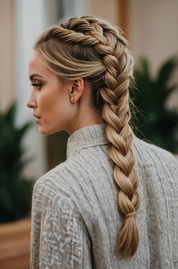 French Braid into a Low Bun