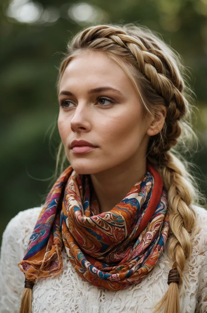 French Braid with a Scarf Headband