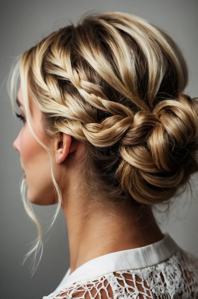 French Braid Updo with Loose Texture