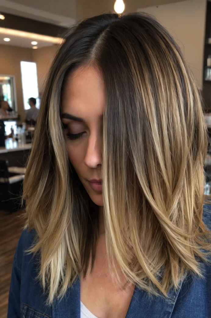 Graduated Lob with Root Melt Balayage