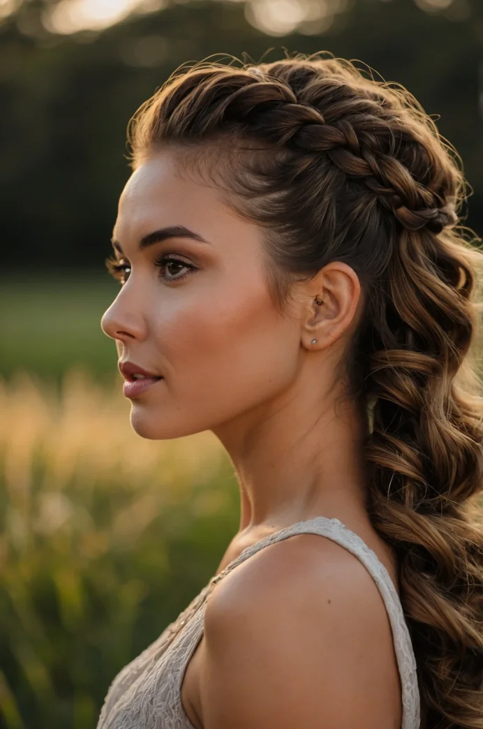 Half-Up Braid with Natural Curls