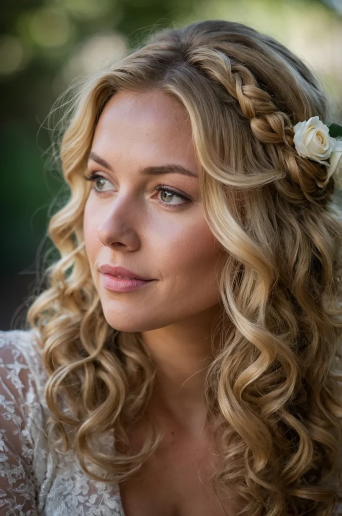 Romantic Half-Updo with Loose Curls