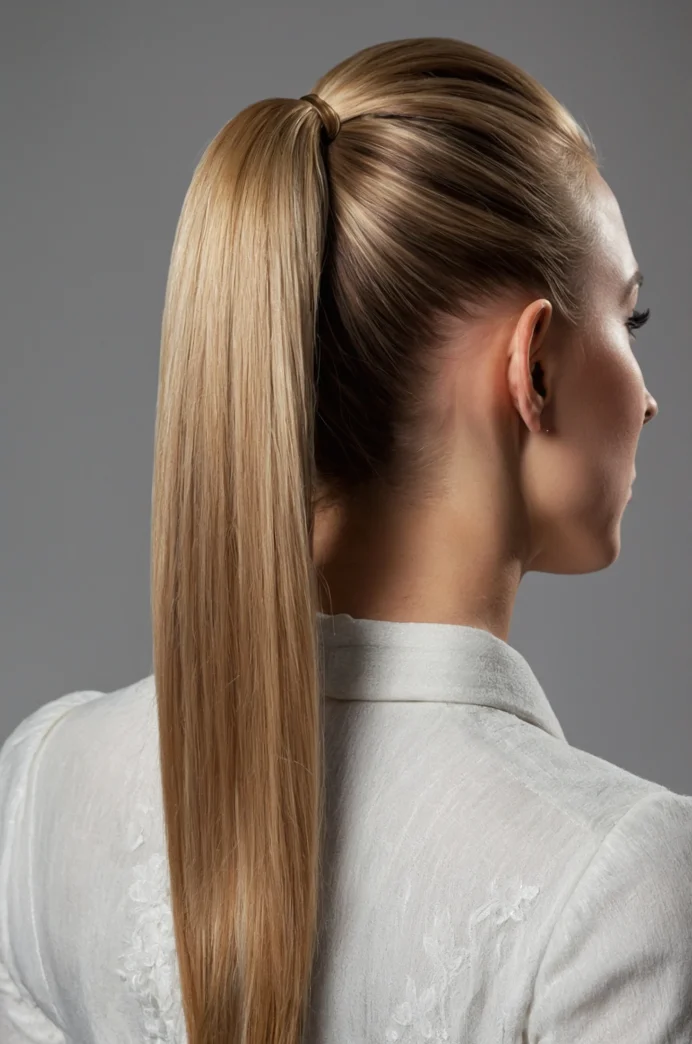 Sleek High Ponytail with Braided Wrap