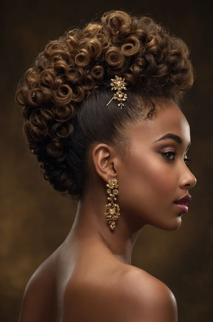 High Puff with Accessorized Curls