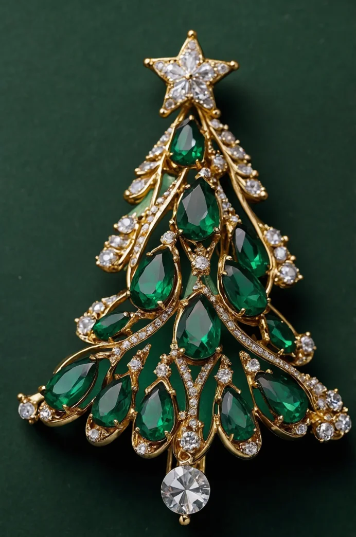 Jeweled Christmas Tree Hair Clip