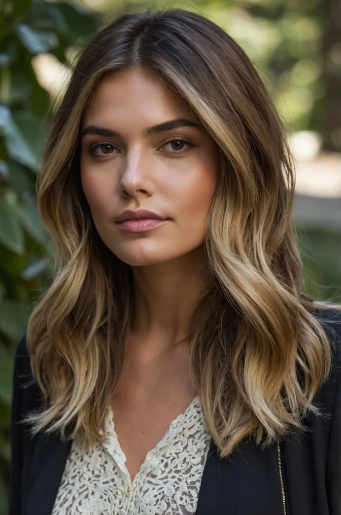 Lob with Balayage and Face-Framing Layers