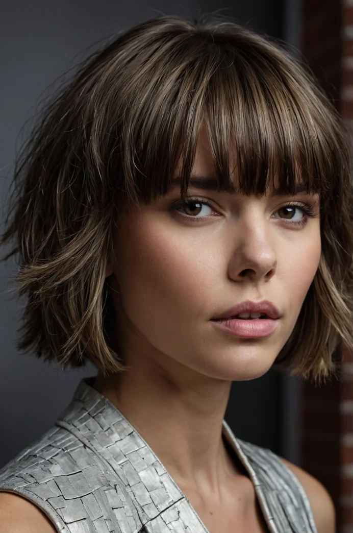 Textured Lob with Micro Bangs