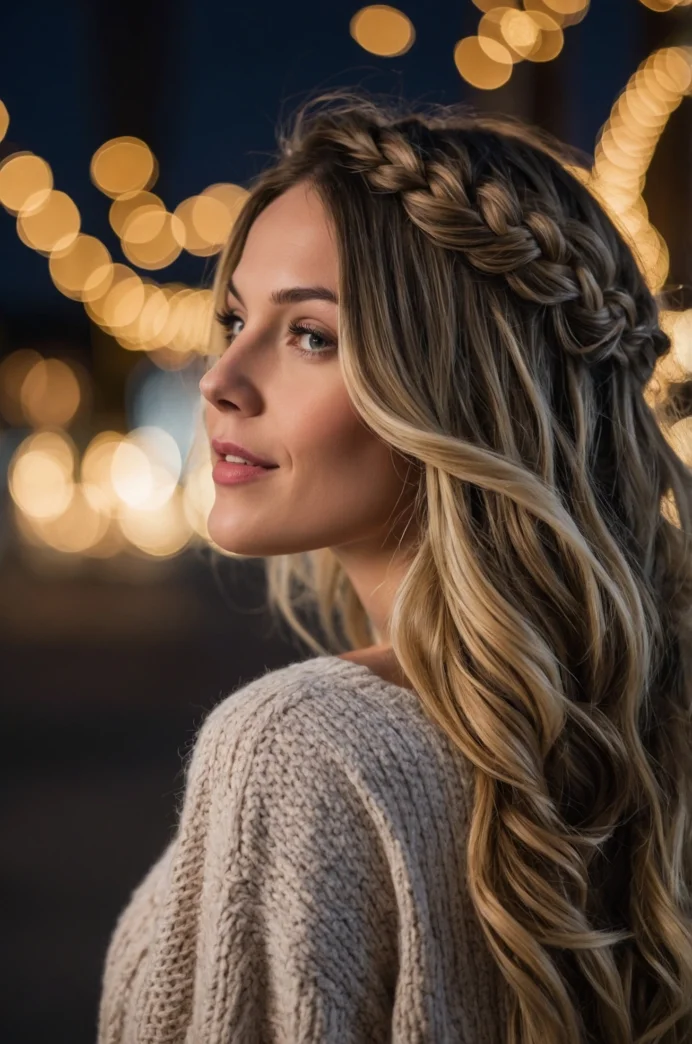 Loose Braid with Holiday Lights