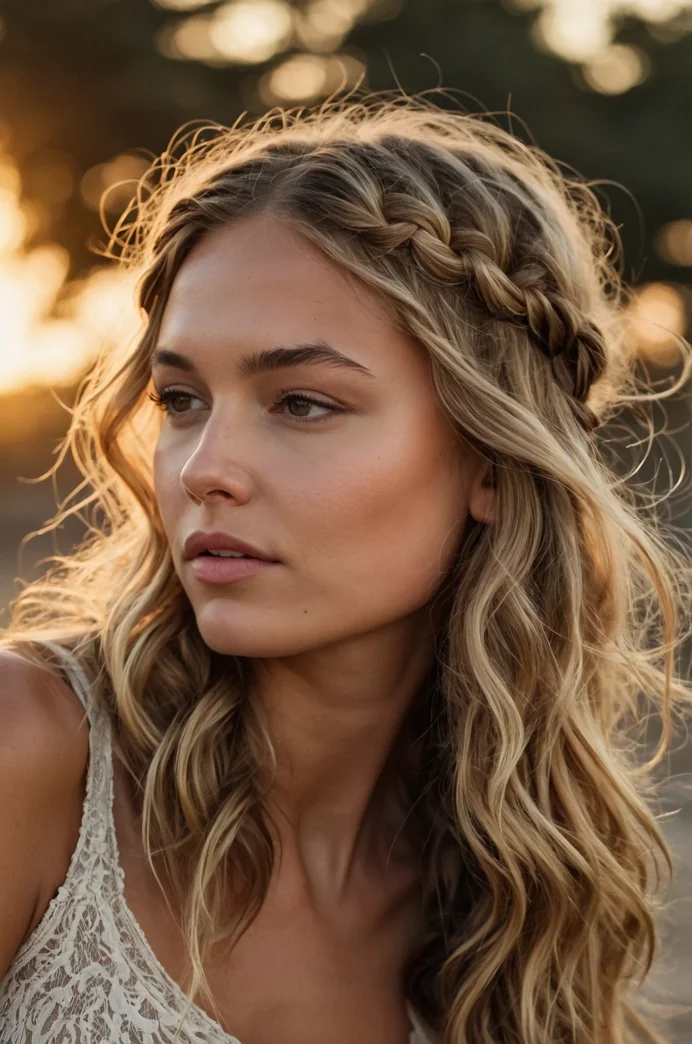 Loose Waves with a Braided Headband