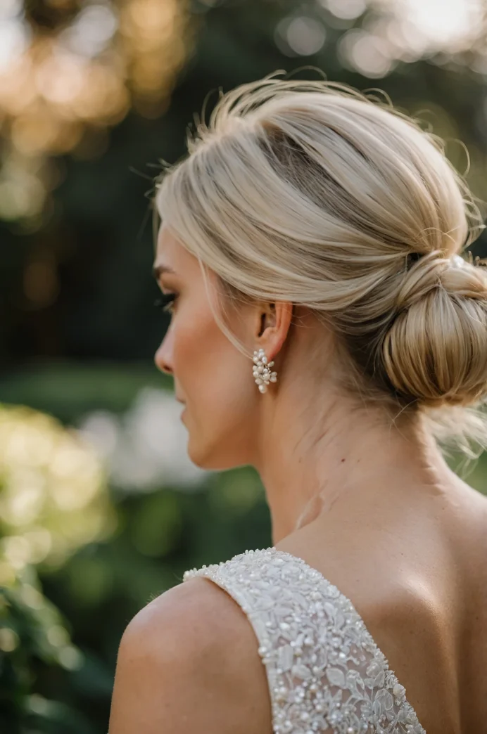 Low Bun with a Pearl Comb