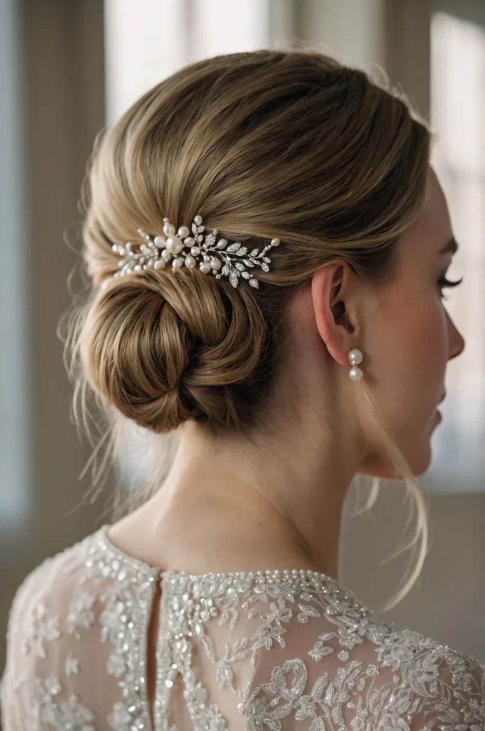 Low Bun with Pearl Accessories