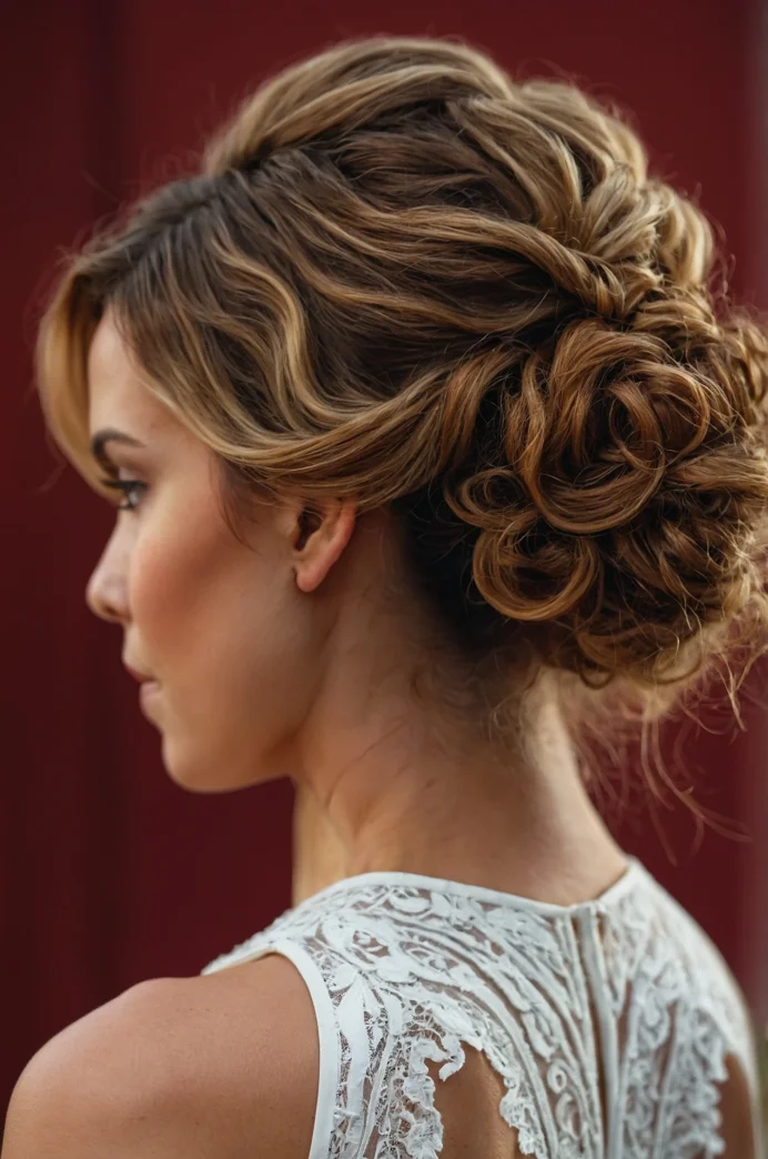 Low Bun with Textured Curls