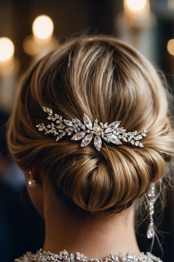 Low Chignon with Hair Accessories