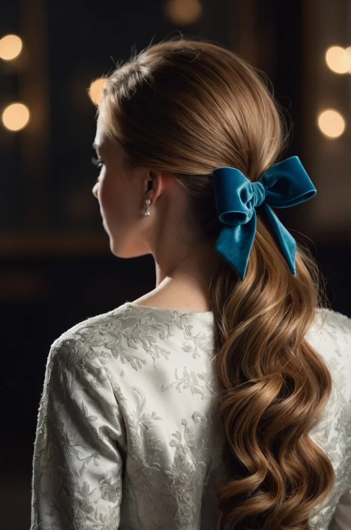 Low Ponytail with Velvet Ribbon