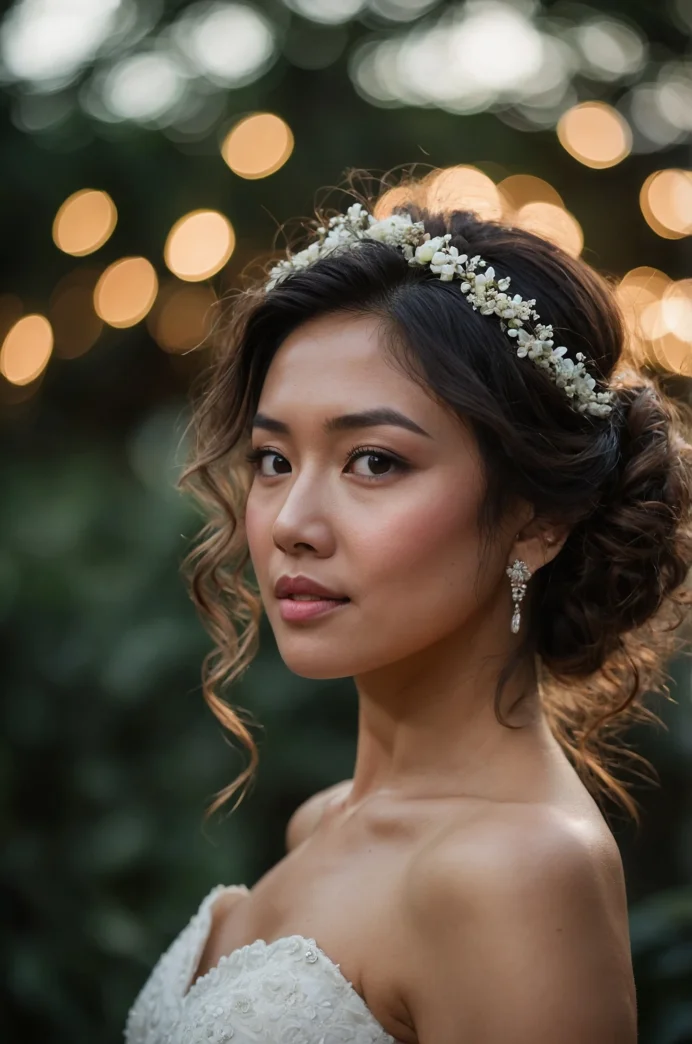 Messy Curly Updo with Face-Framing Pieces