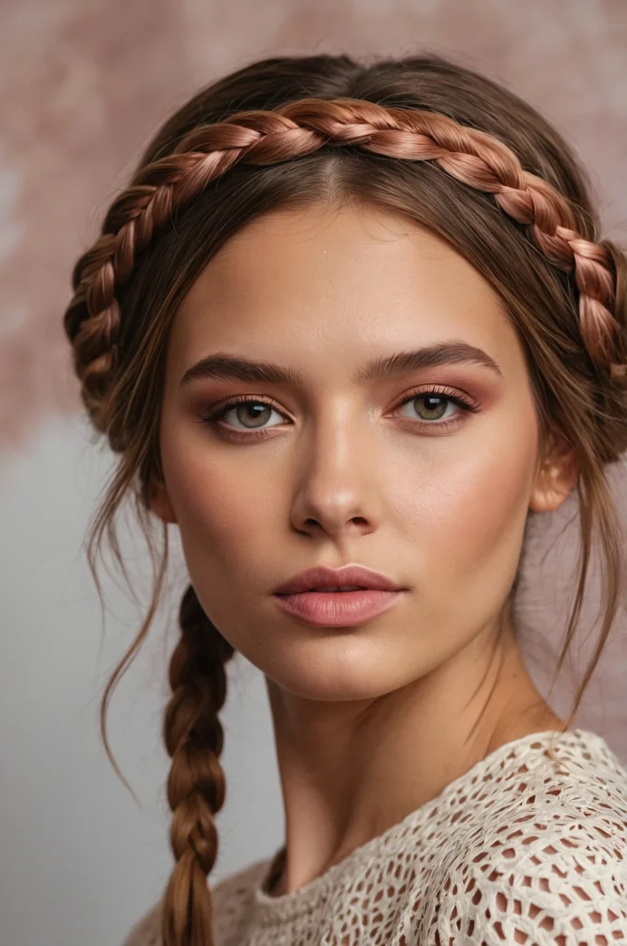 Milkmaid Braids with Rose Gold Highlights