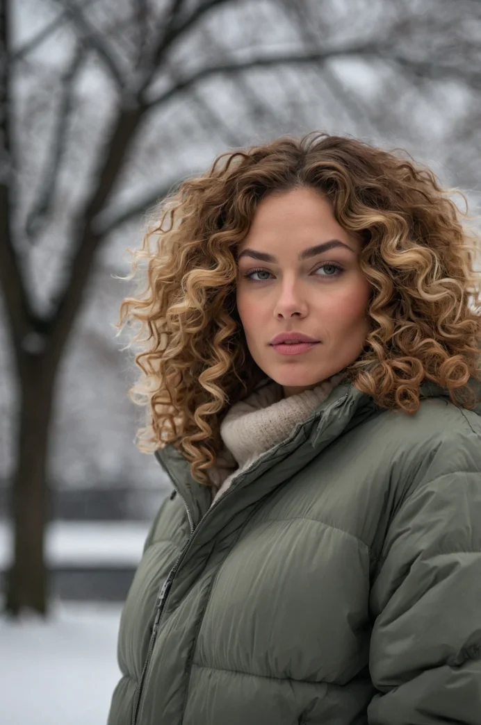 Natural Curls with Winter Jacket