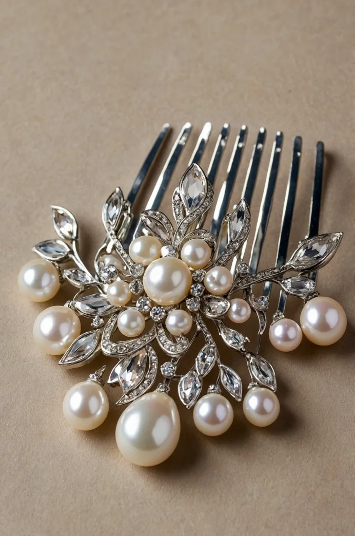 Pearl and Crystal Hair Comb