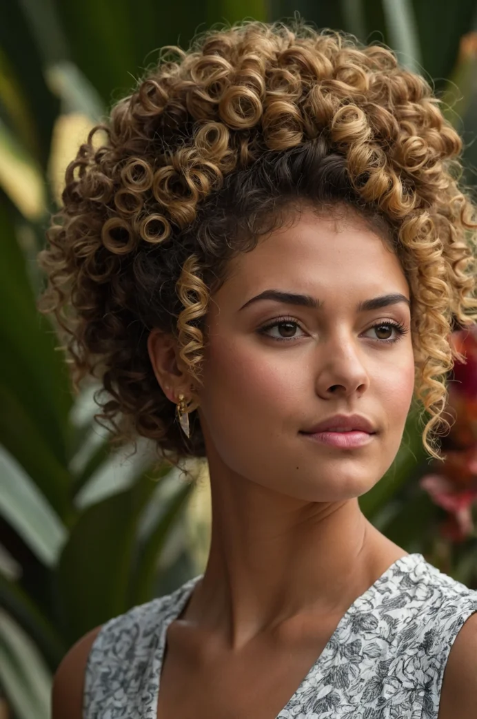 Pineapple Updo for Naturally Curly Hair