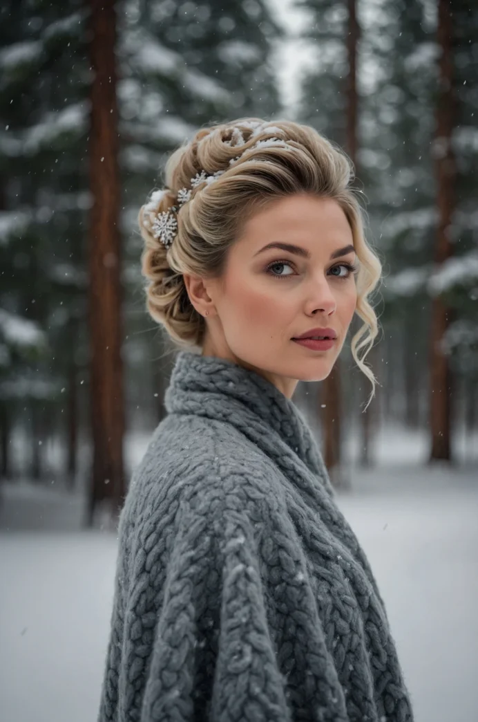 Pinned Updo with Winter Scenery