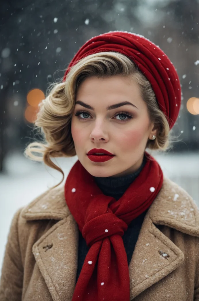 Retro Pin-Up Roll with Winter Scarf