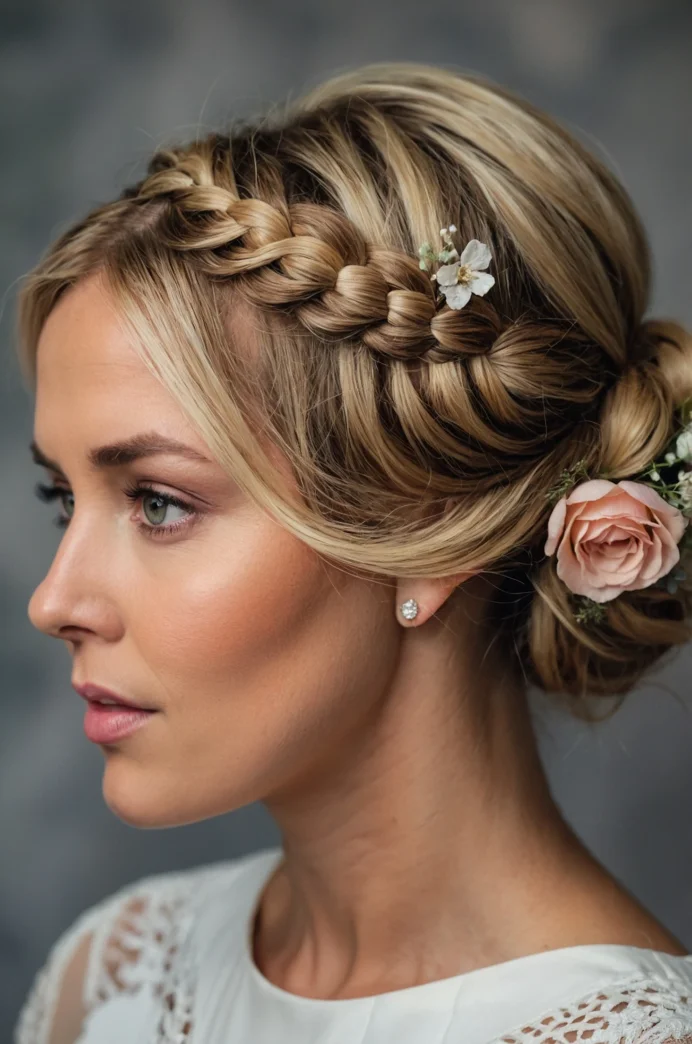 Romantic Braided Updo with Delicate Details