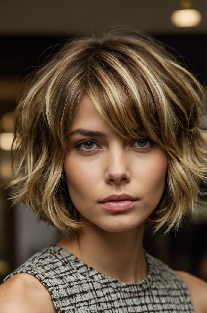 Shaggy Bob with Chunky Blonde Highlights