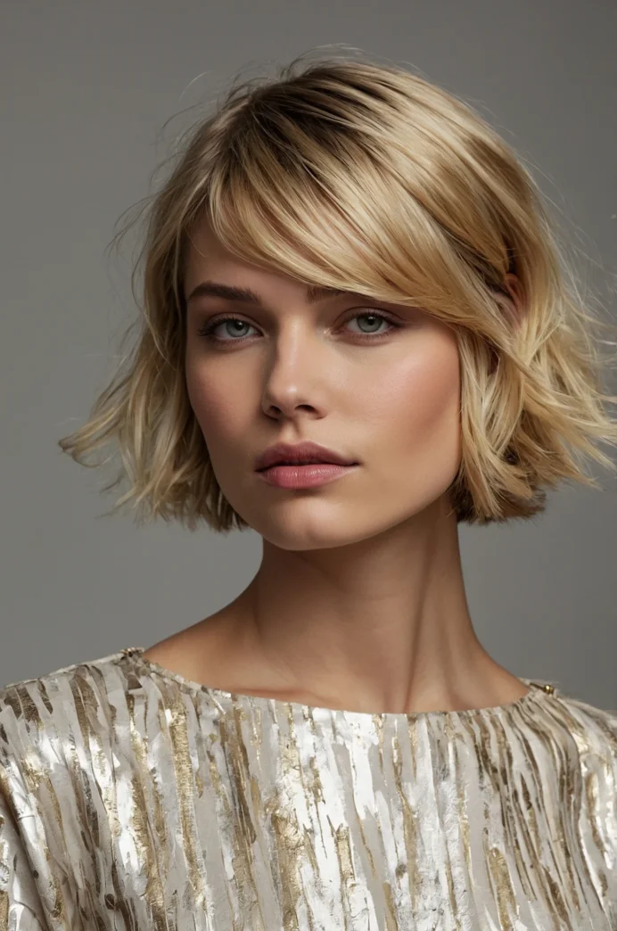 Short Hair with a Thin Metallic Headband