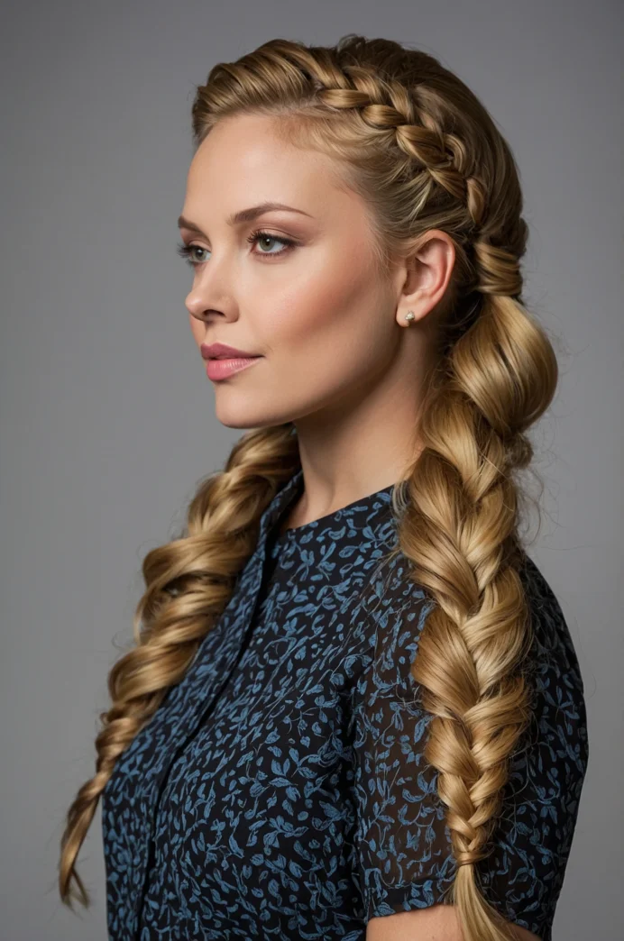 Side Braid with Cascading Ringlets