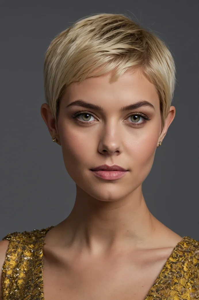 Side-Parted Pixie with Sleek Finish