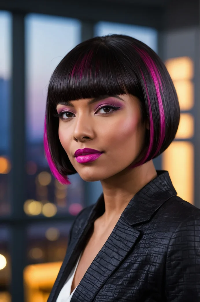 Sleek Bob with Magenta Underlights