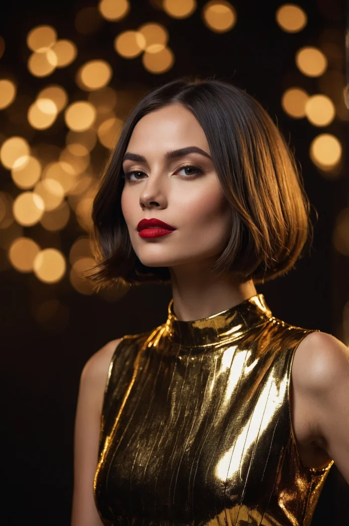 Sleek Bob with Festive Sparkle